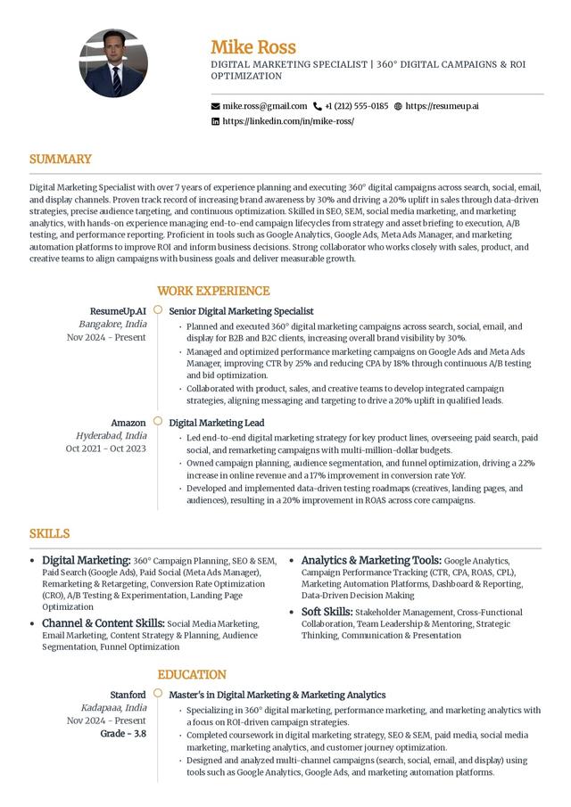 Zenith minimalist resume template built around readability and simple fonts