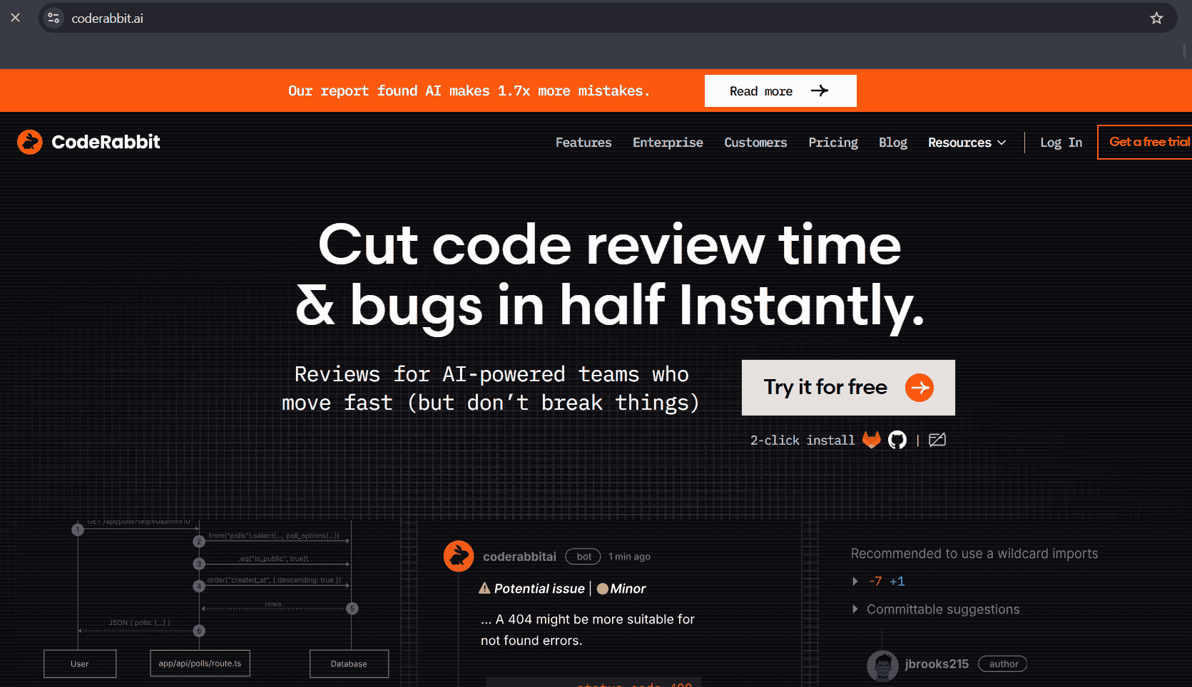 CodeRabbit - Cut code review time and bugs in half